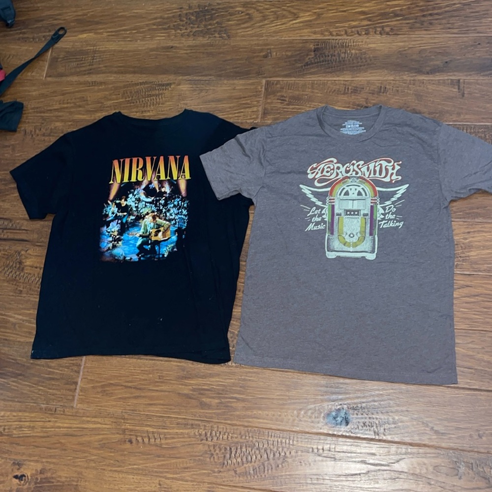 Two Band Graphic Tees ( Nirvana & Aerosmith)